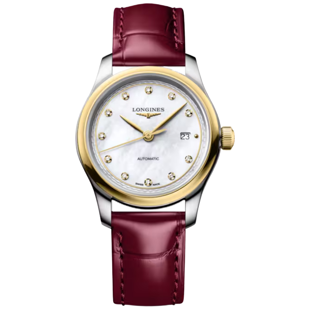 L2.449.5.87.2 Longines Master Collection 30 pärlemor och guld med alligatorband
