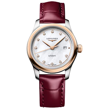 L2.449.5.89.2 Longines Master Collection 30 pärlemor och roséguld med alligatorband