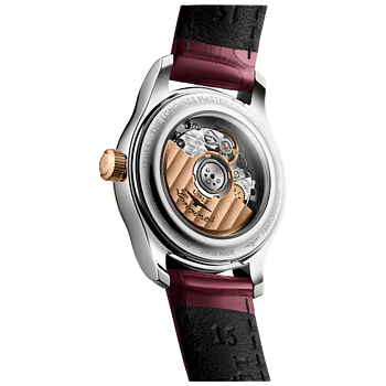 L2.449.5.89.2 Longines Master Collection 30 pärlemor och roséguld med alligatorband baksida