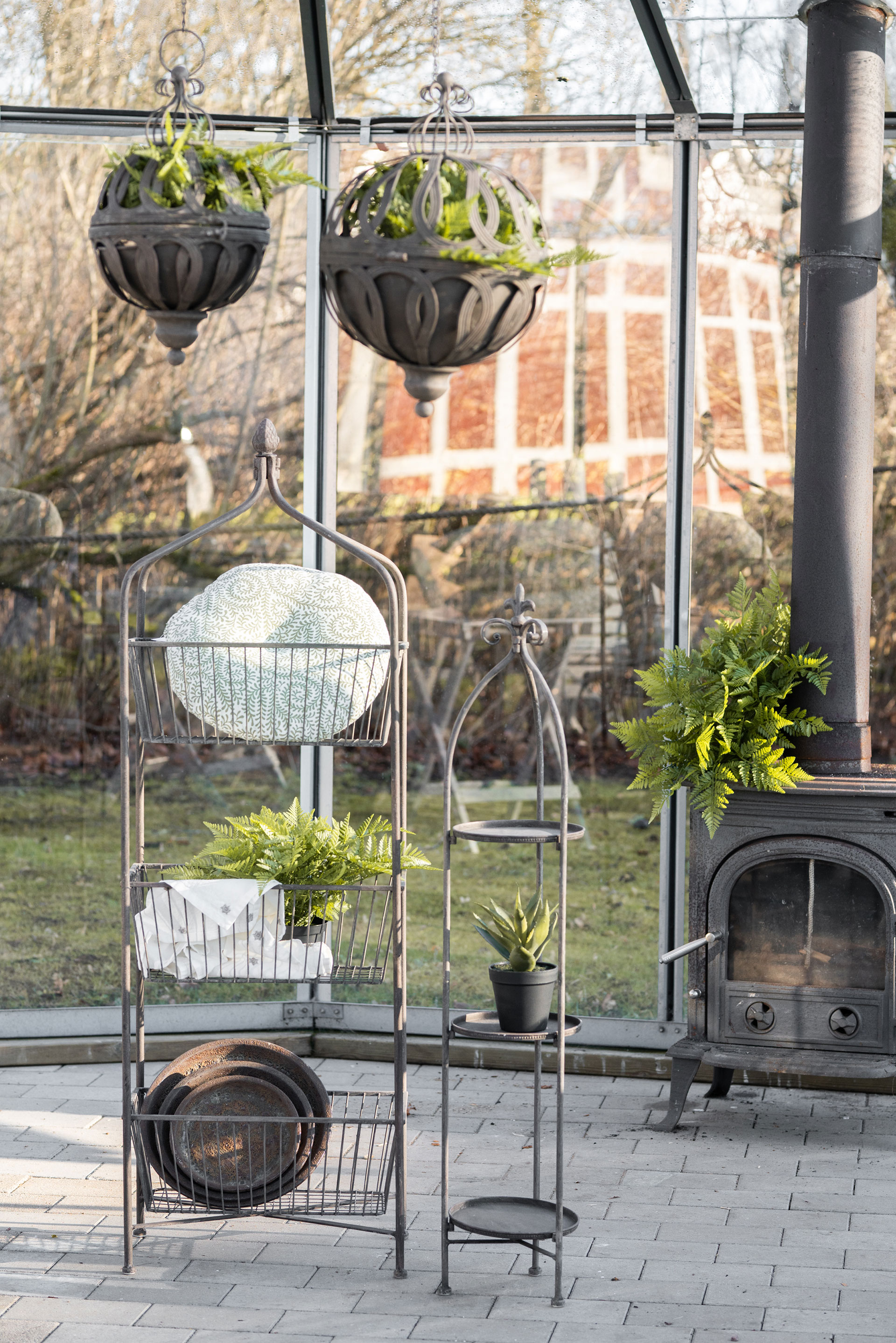 Hanging basket - Metal Planting Cage Grey - Ø24/30 cm - 2-pack - 2