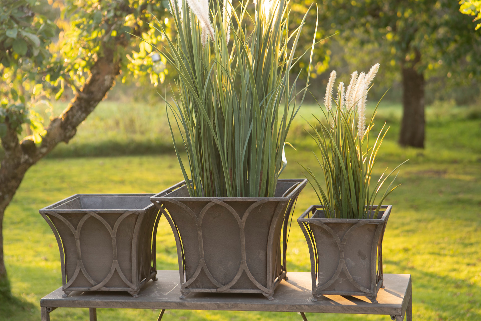 Outdoor Pot Arch Square Metal Grey - 21/27/34 cm - 3 pcs - 6