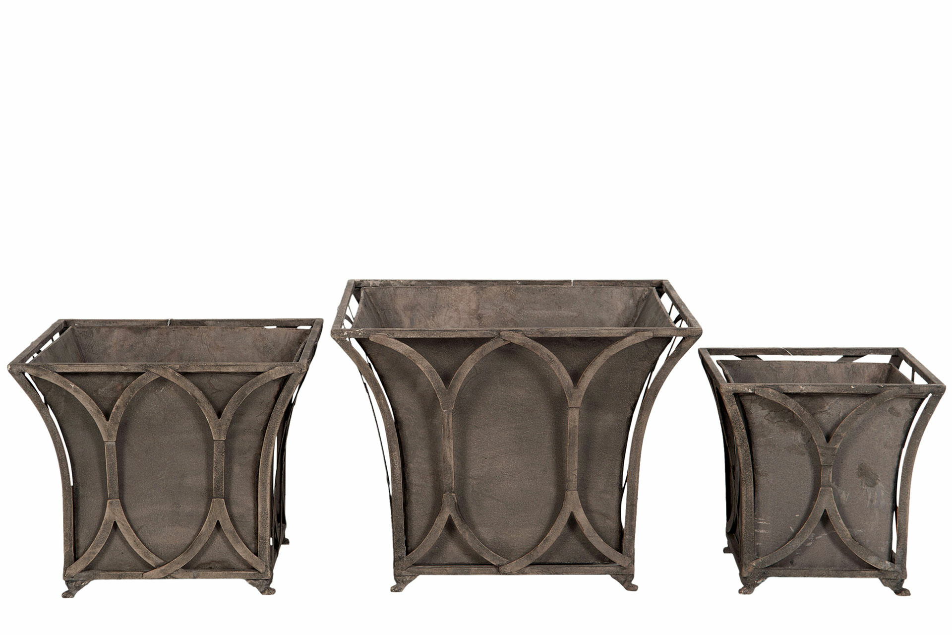 Outdoor Pot Arch Square Metal Grey - 21/27/34 cm - 3 pcs - 8