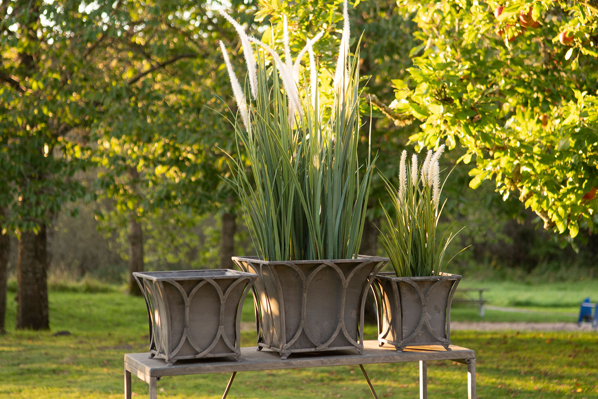Outdoor Pot Arch Square Metal Grey - 21/27/34 cm - 3 pcs