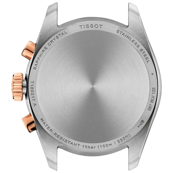 T150.217.22.111.00 Tissot PR 100 Chronograph 36 pärlemor och roséguld baksida