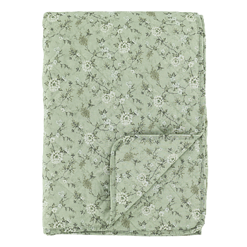 PLÄD - BLOMMIGT/LJUSGRÖN/QUILT