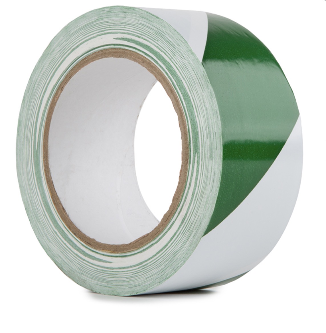 Varningstejp/Pvc  Grön/Vit 50mm x 33m