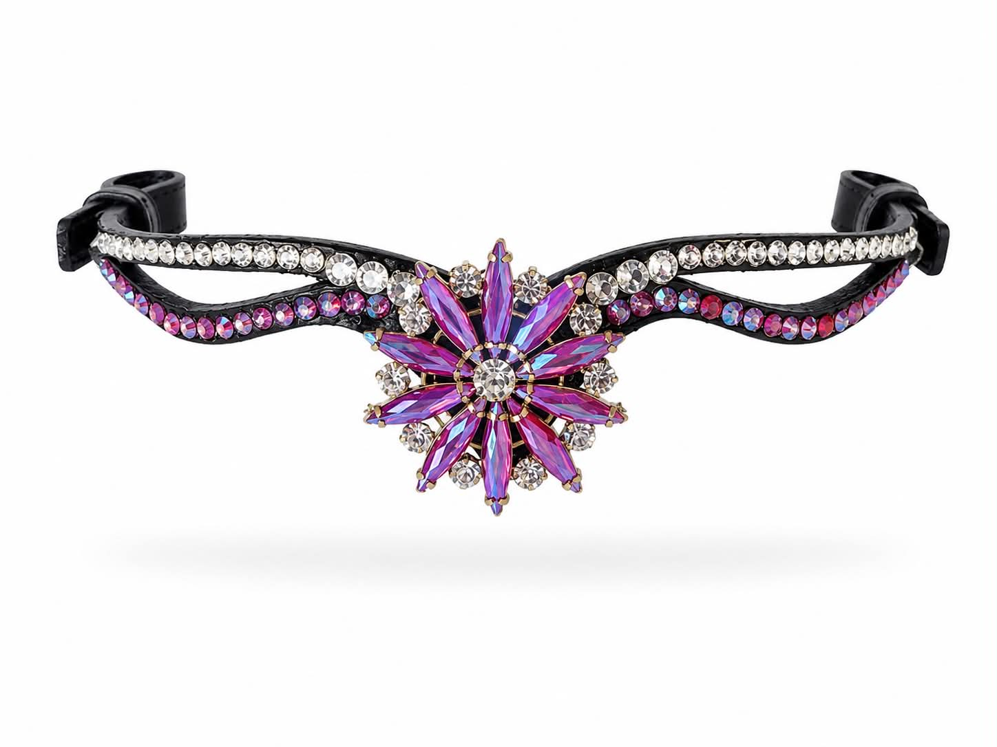 PANNBAND "FLOWER" - rosa/crystal