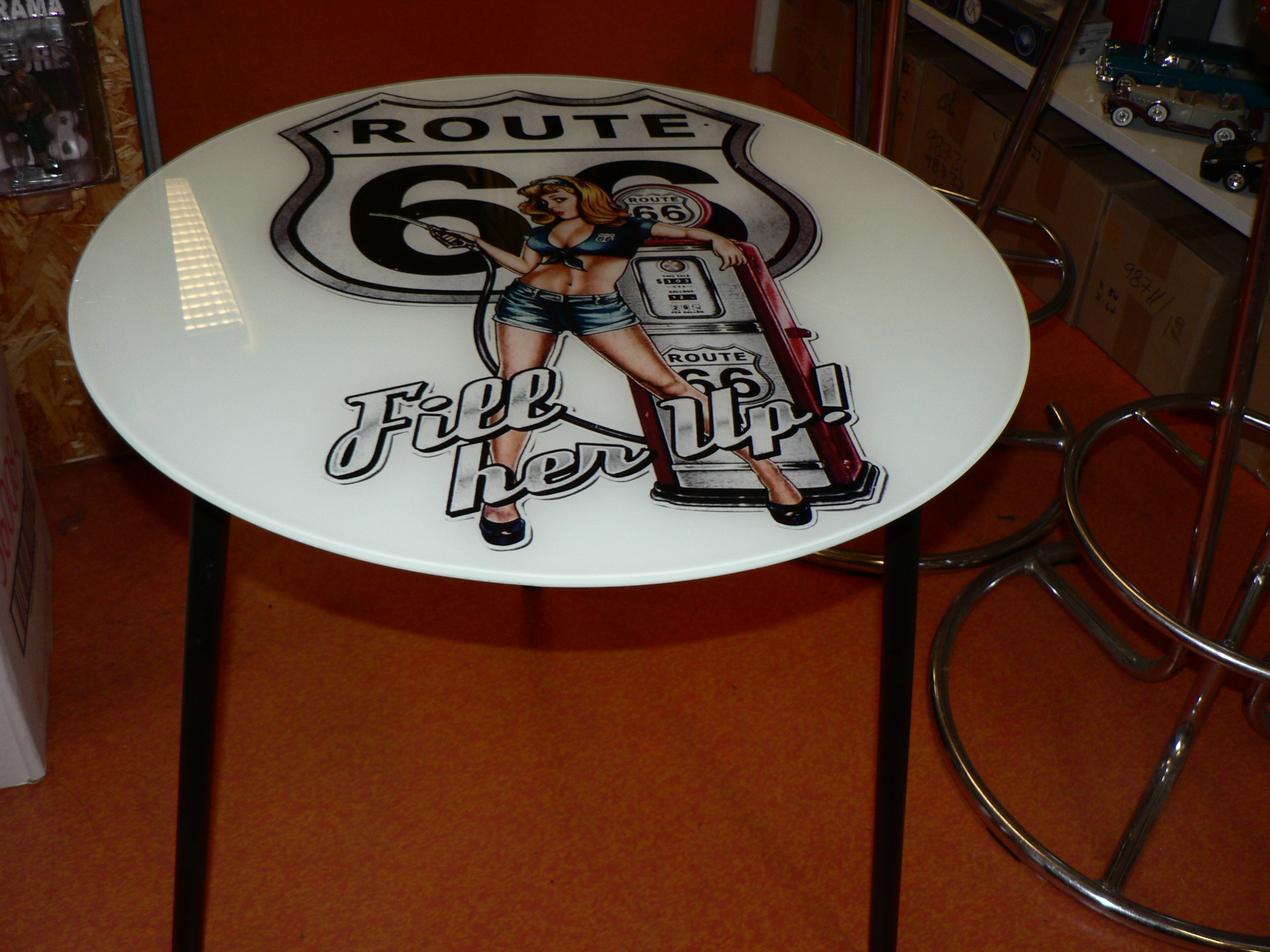 Glas Bord Route 66 50cmx50cm skala 1:1 - 2