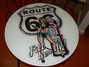 Glas Bord Route 66 50cmx50cm skala 1:1