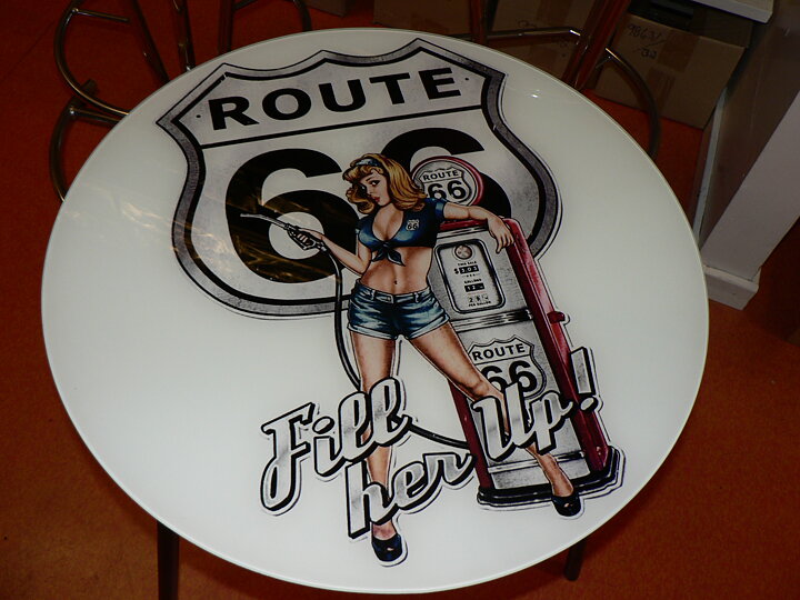Glas Bord Route 66 50cmx50cm skala 1:1
