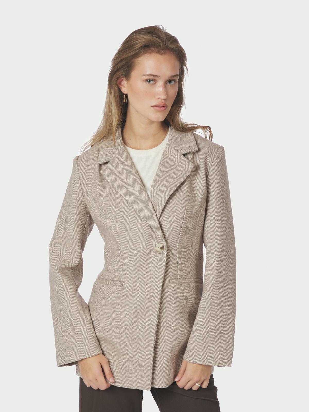 Neo Noir Bowie Herringbone Blazer, Sand - 3