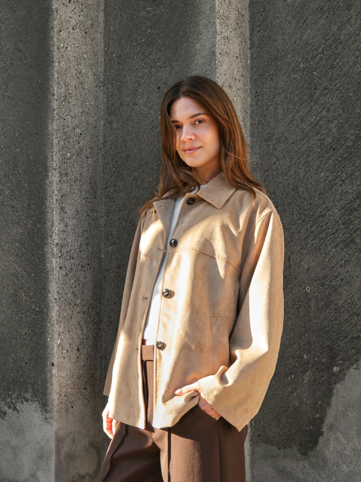 Neo Noir Ravina Faux Suede  Jacket,  Sand - 7