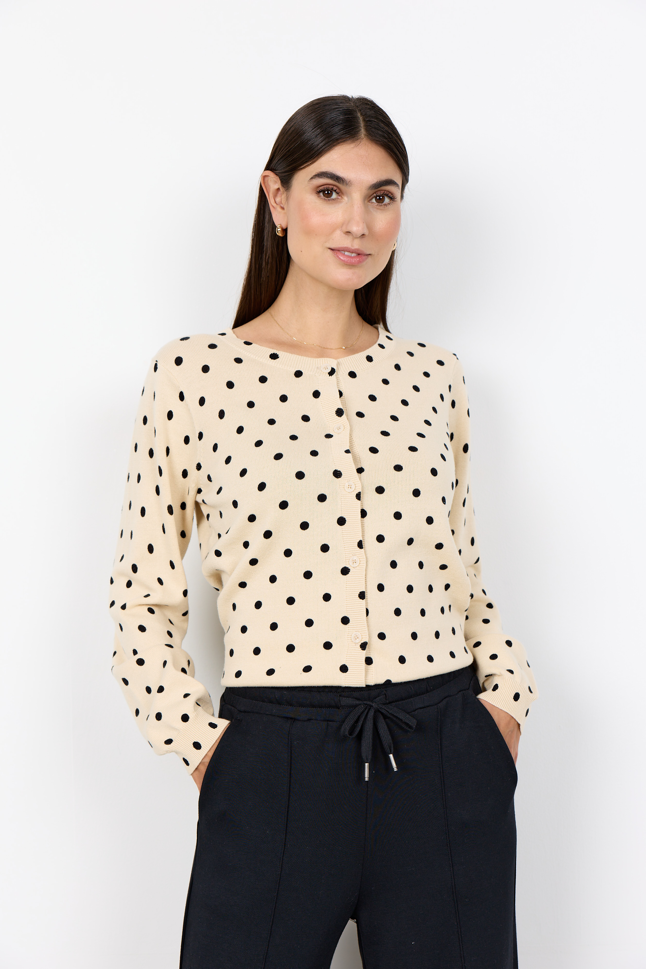  SC-GEA 2 Cardigan Tunnstickad prickig kofta