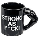 Strong as F*ck Mugg med muskulös arm som handtag åt höger