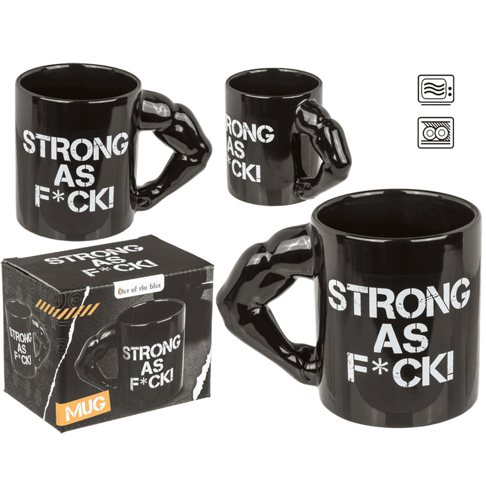 Strong as F*ck Mugg med muskulös arm kollage