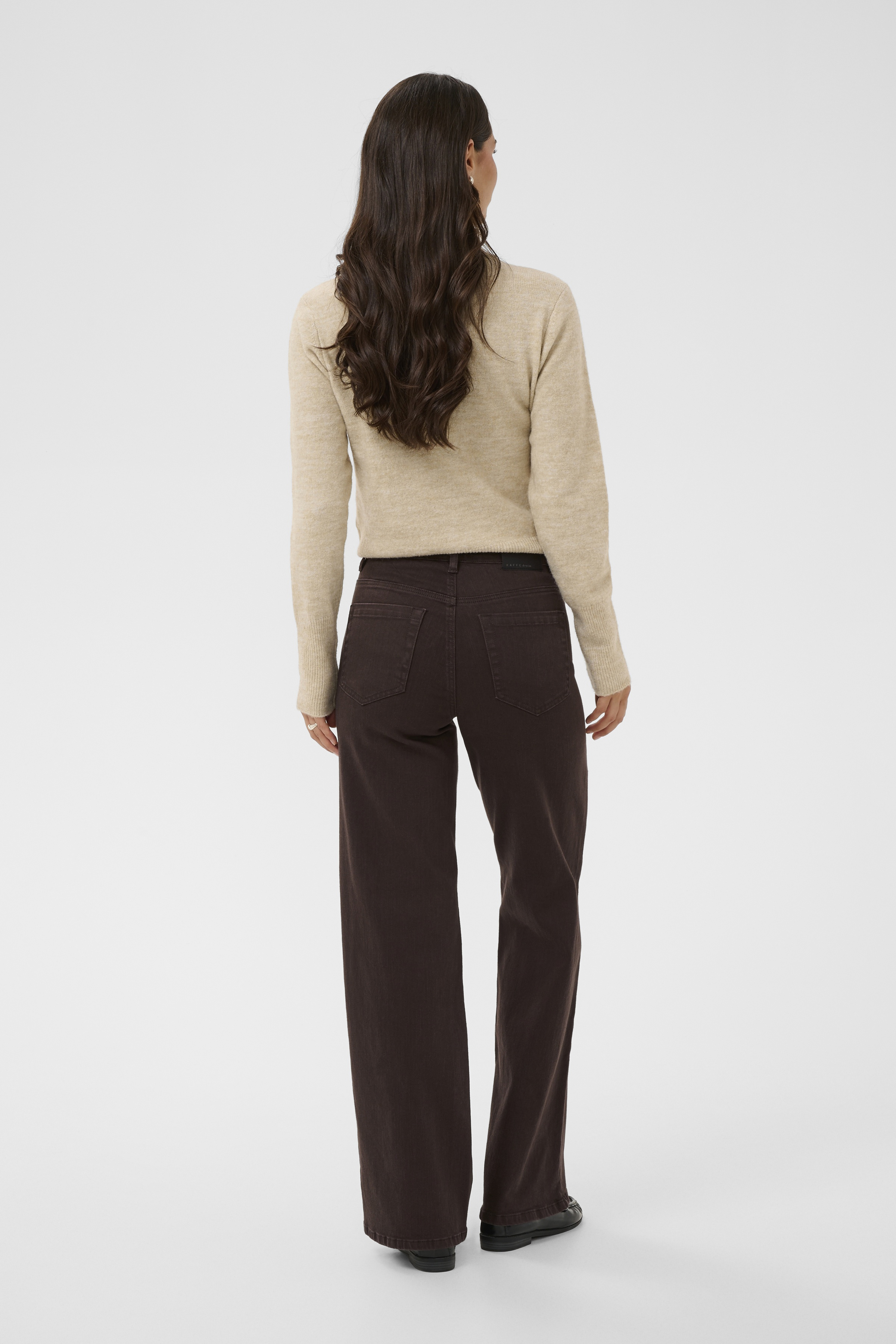 KAbrook HW Regular Fit Jeans Coffee Bean Bruna jeans med framfickor - 3