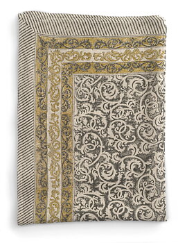 Chamois Linne Bordsduk Ornamental Slate Grey & Ochre 