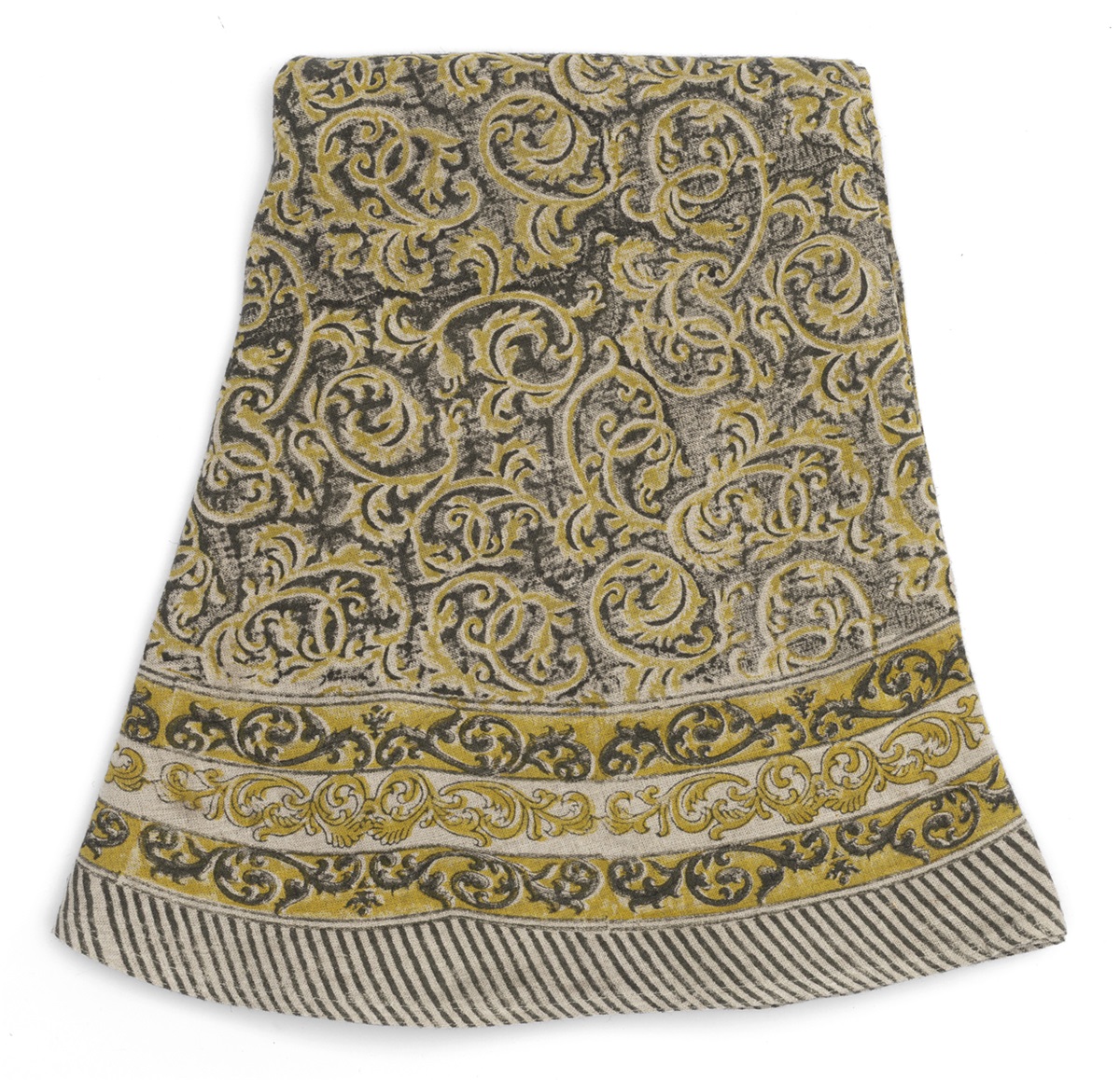 Chamois Linne Bordsduk Ornamental Slate Grey & Ochre 