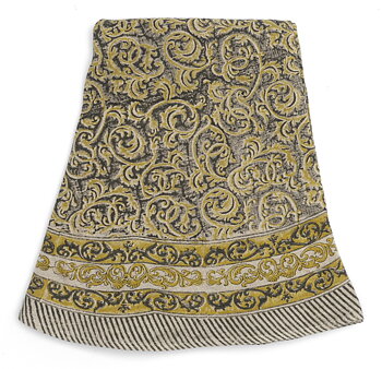 Chamois Linne Bordsduk Ornamental Slate Grey & Ochre 