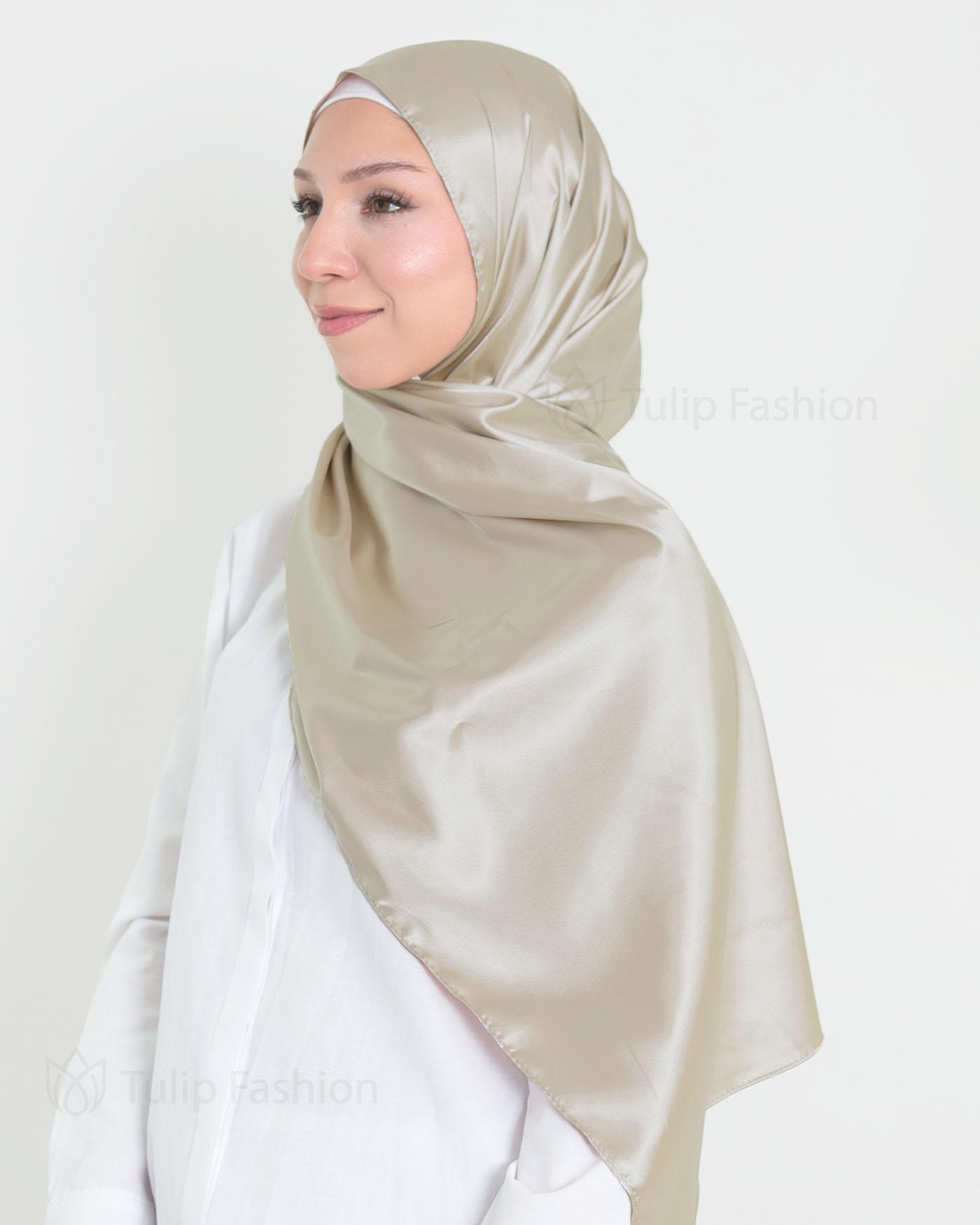 Satin Hijab - Nude Beige