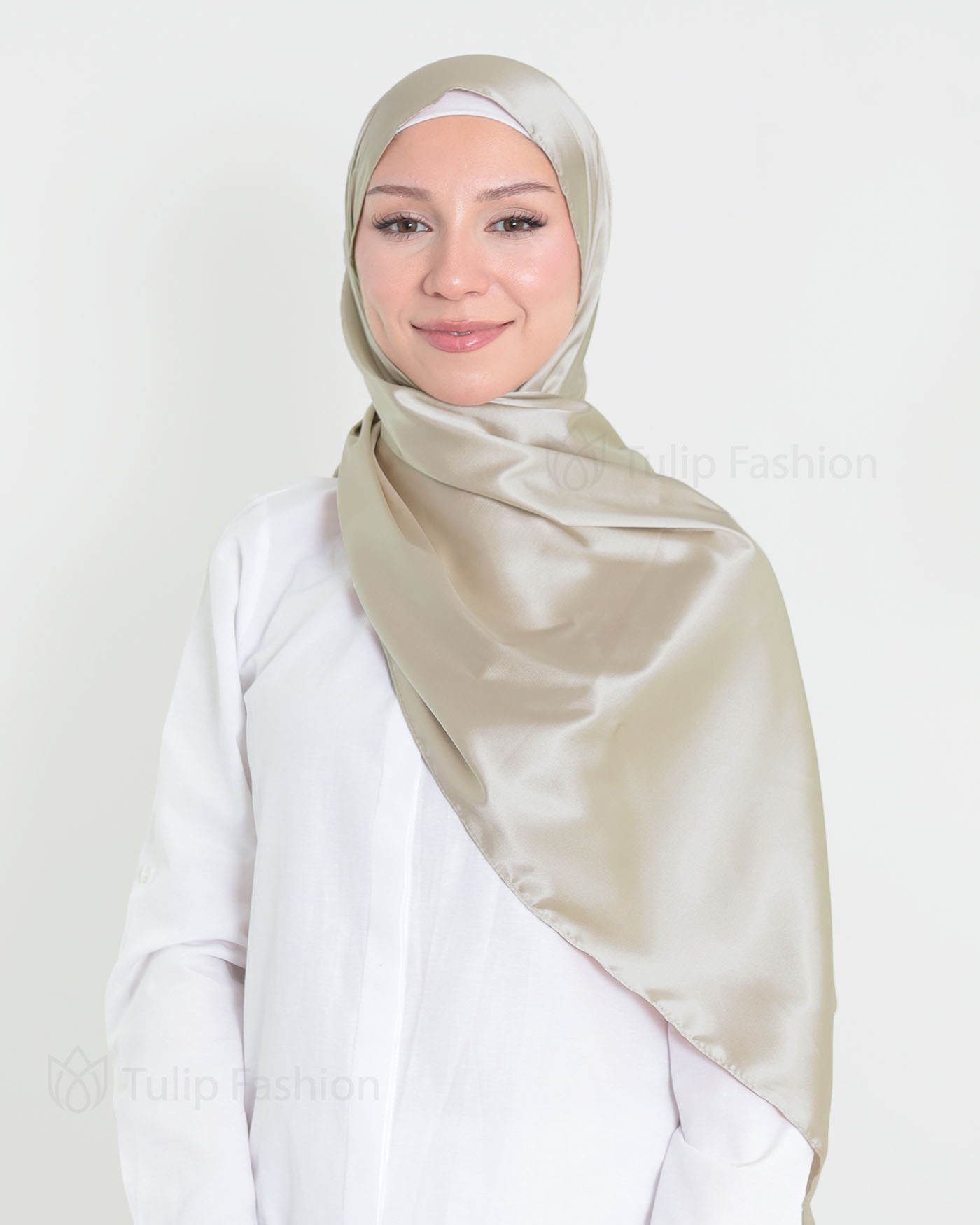 Satin Hijab - Nude Beige - 2