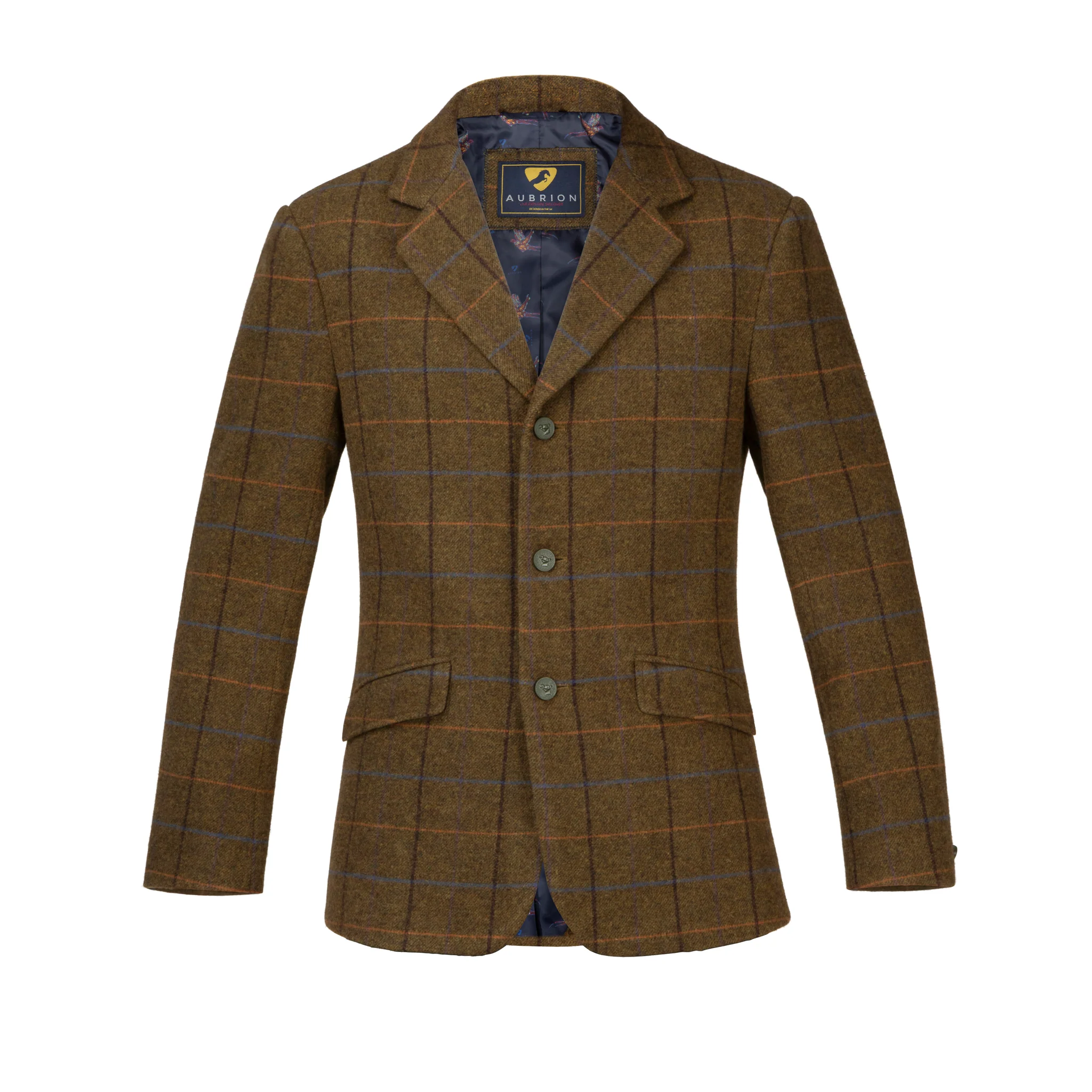 Aubrion Saratoga Tweed Ulljakke herre Oak Brown Check