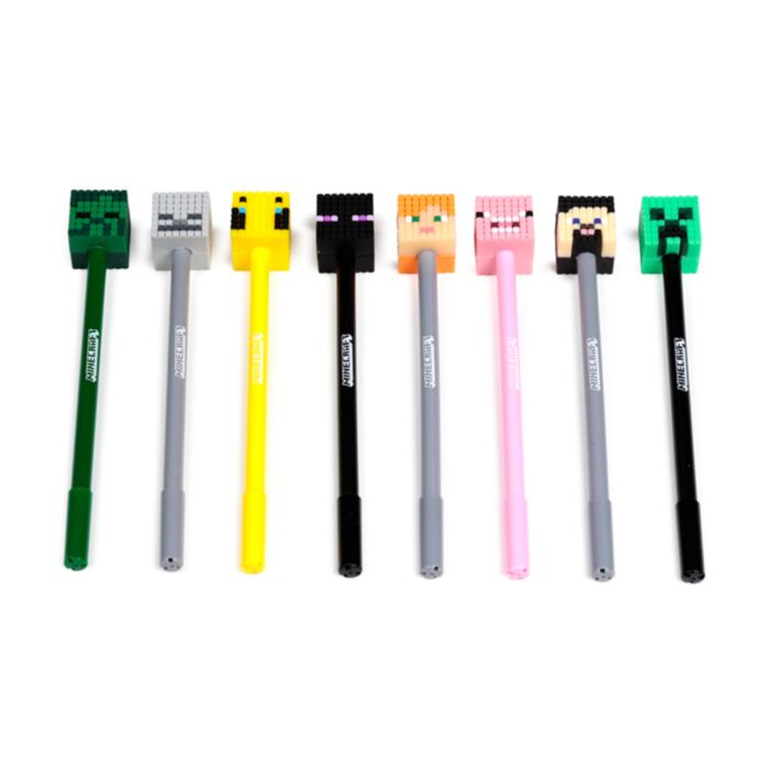Minecraft 8-Pack Penna med Smal Spets med Silikontopper - 3