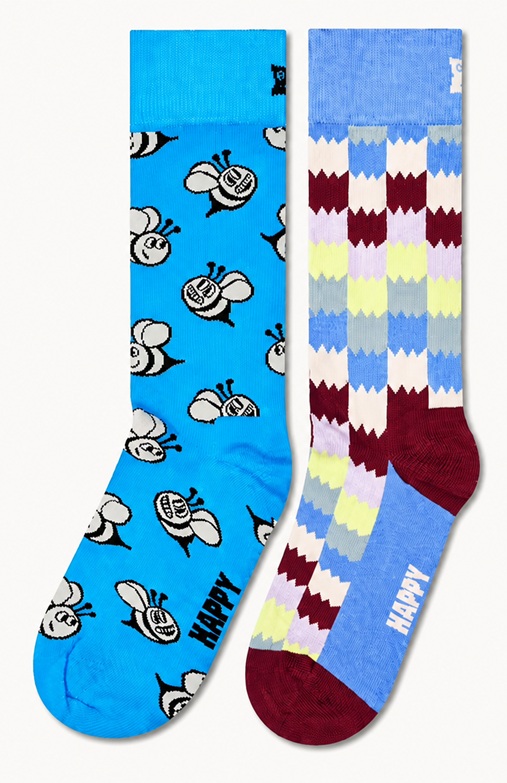 2-Pack Happy Socks Bee and Dizzy Check Socks