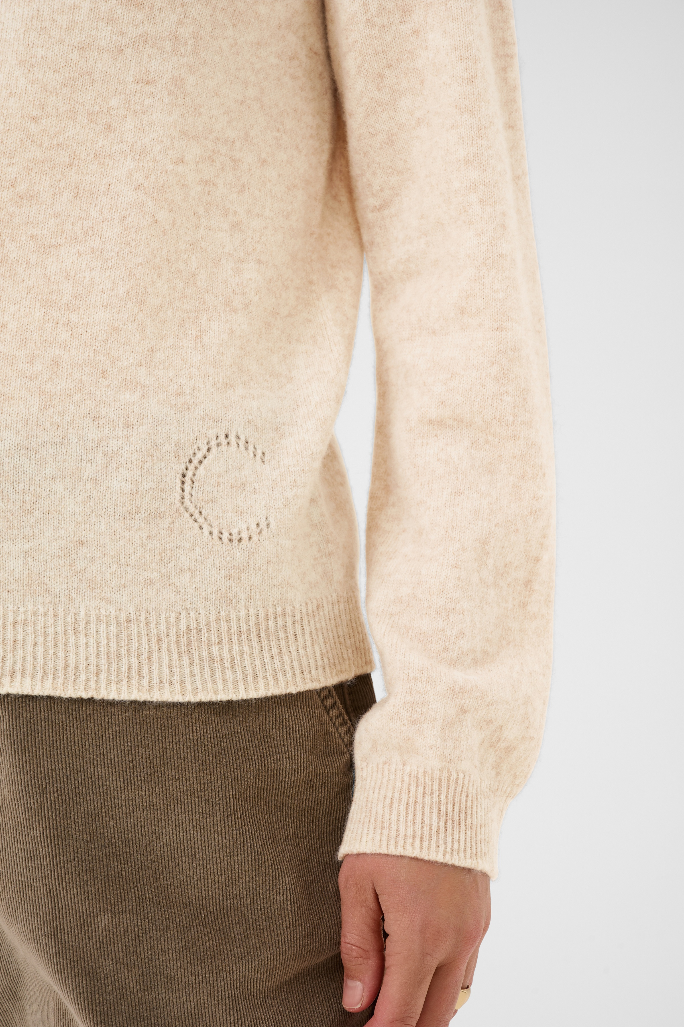 CRMela Pullover Oat Melange Havrefärgad Stickad Ulltröja - 3