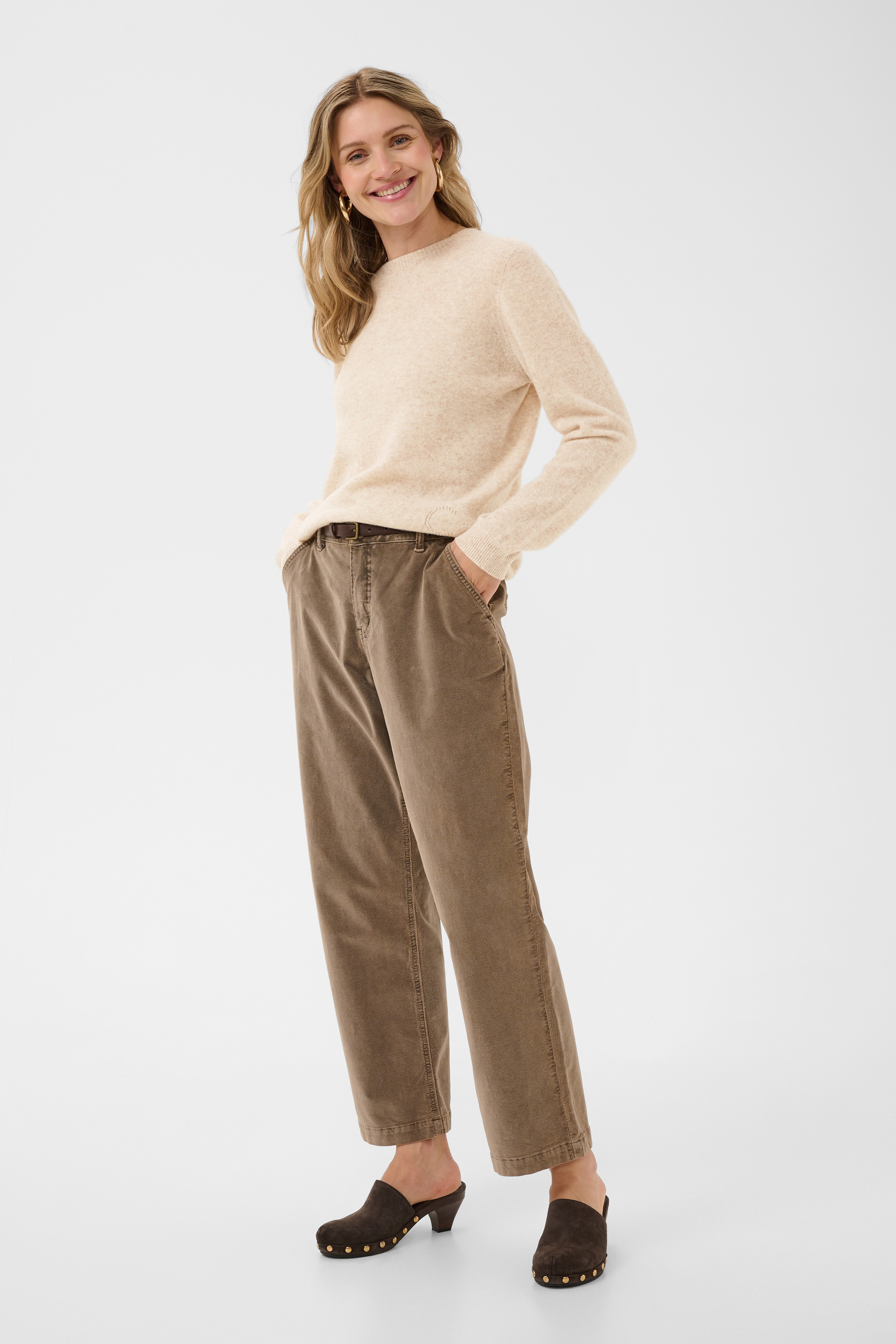 CRMela Pullover Oat Melange Havrefärgad Stickad Ulltröja