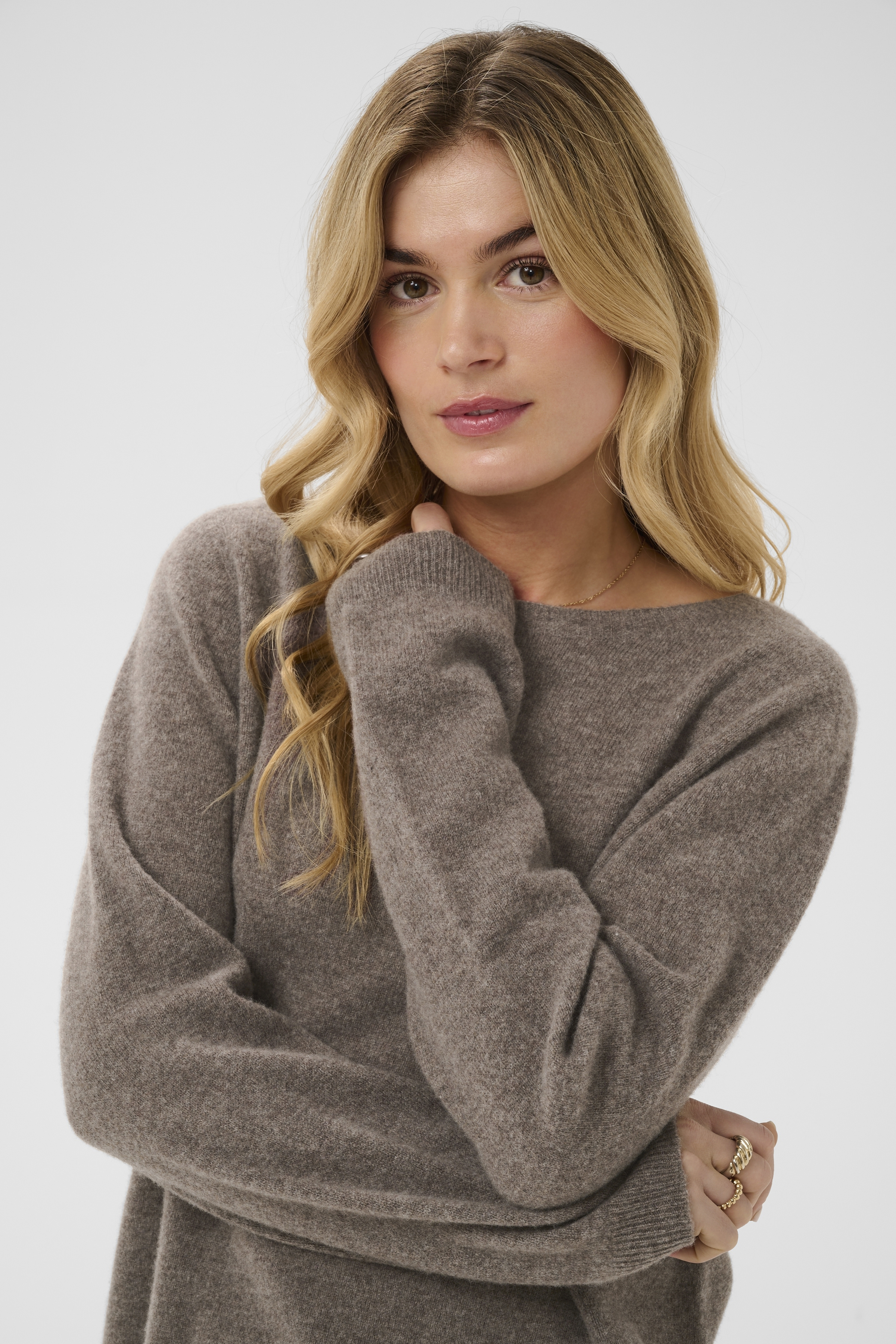 CRMela Pullover Java Melange Havrefärgad Stickad Ulltröja