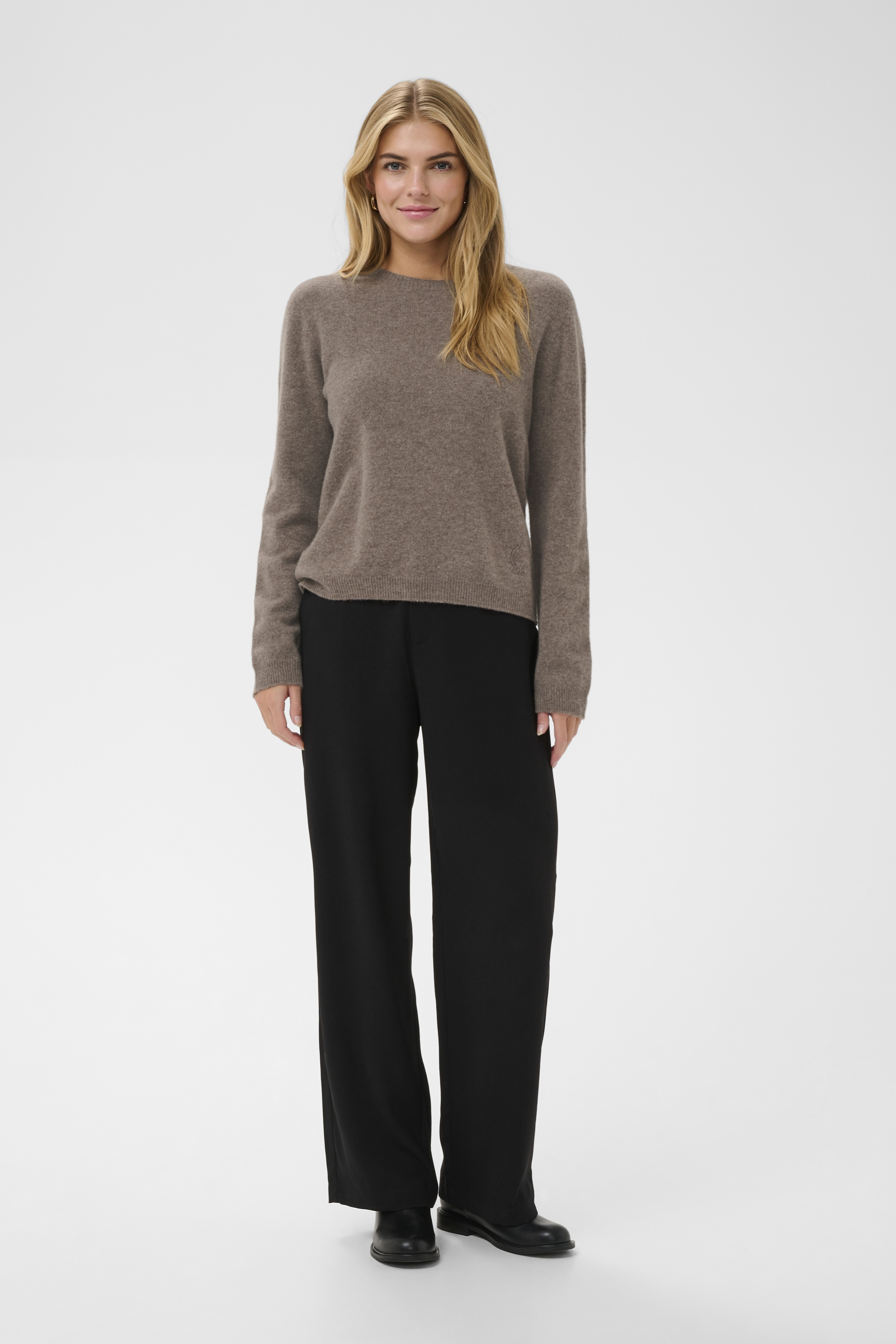 CRMela Pullover Java Melange Havrefärgad Stickad Ulltröja - 5