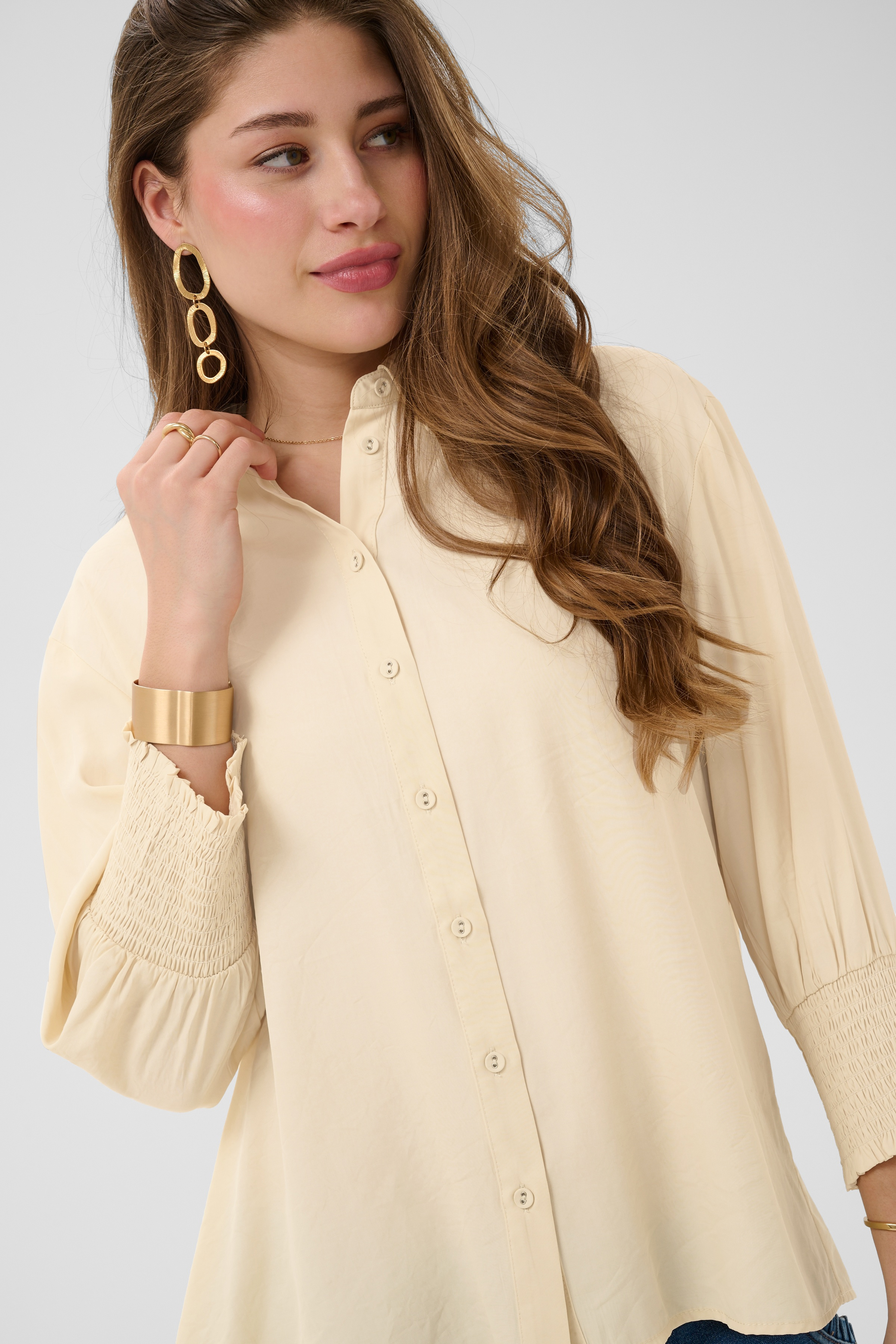 NolaCR Shirt   Bleached Sand  Sandfärgad blus med 3/4-ärm - 5