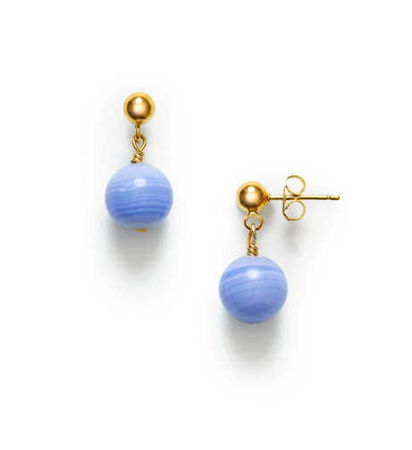 Float Earrings - Blue Lace Agate