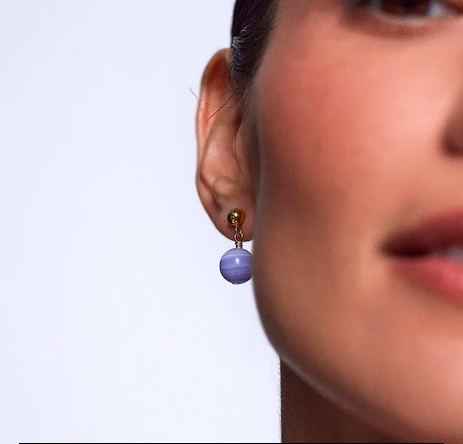 Float Earrings - Blue Lace Agate