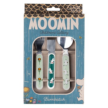 Bestick Mumin Äng i 3 delar - Grön