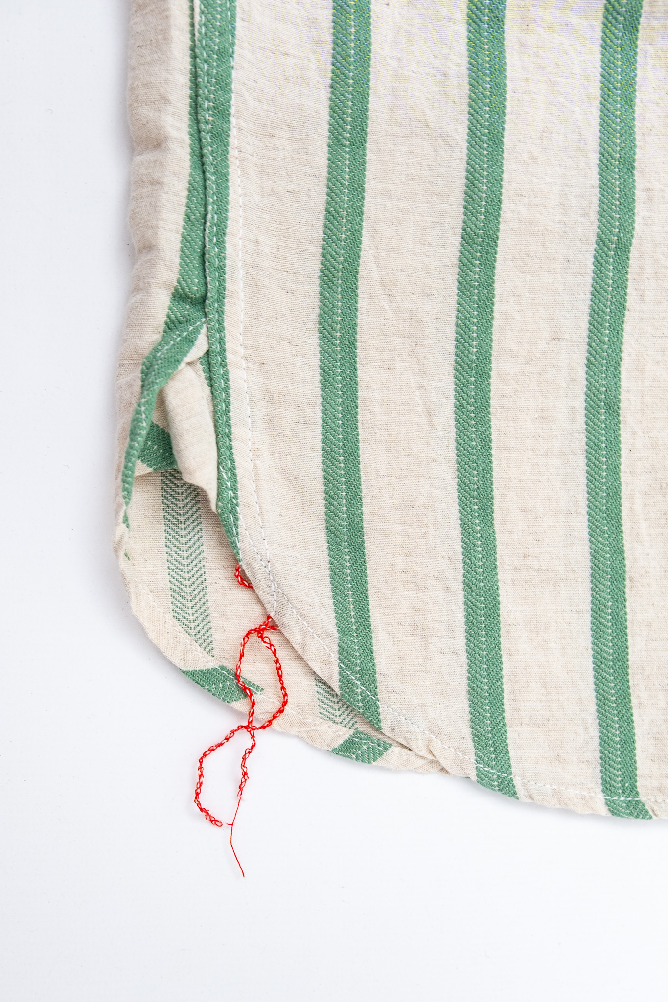 Sugar Cane - SC39727 Cotton Linen Dobby Herringbone Stripe S/S Work Shirt Green - 6