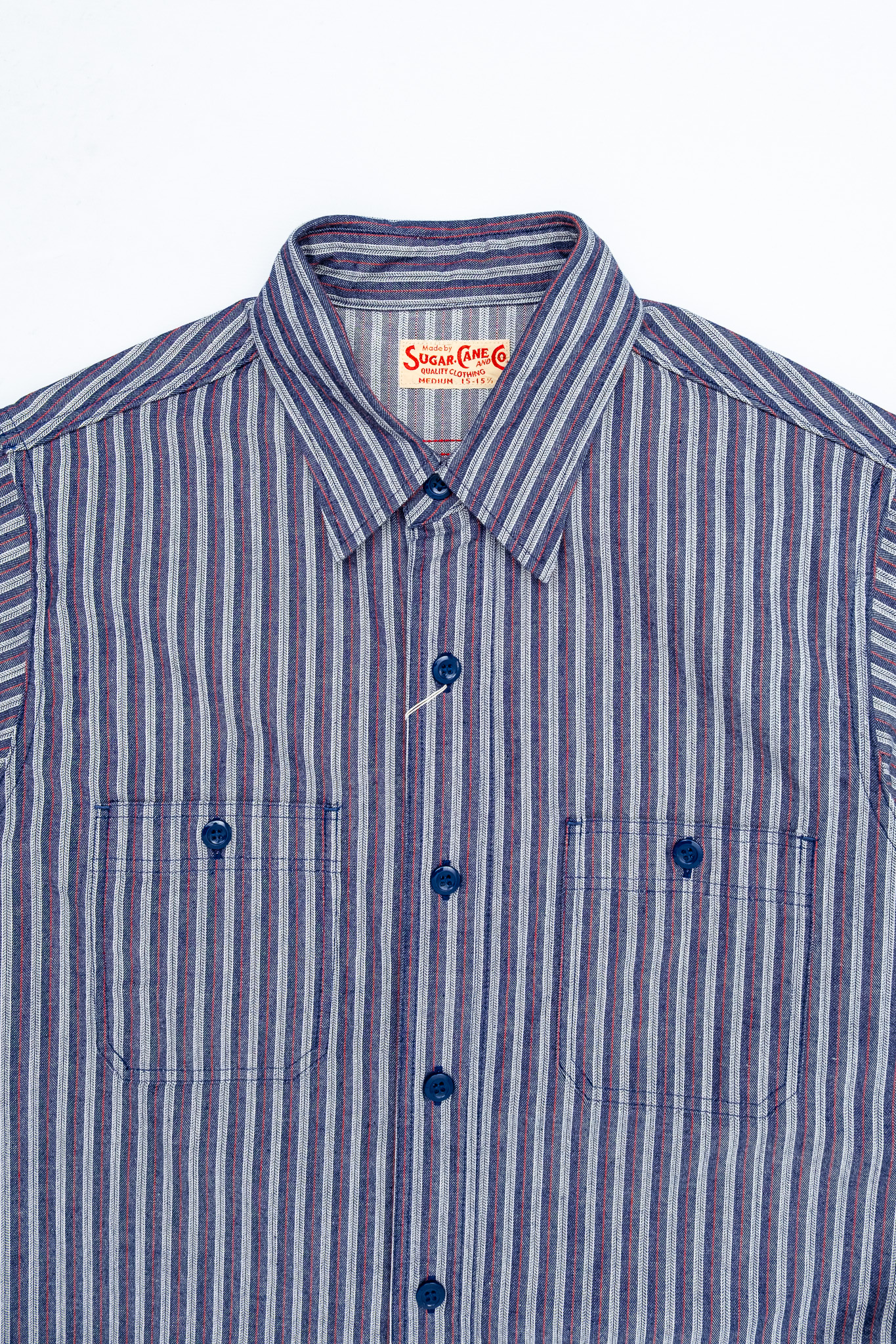 Sugar Cane - SC39730 Cotton Stripe S/S Work Shirt Navy - 4
