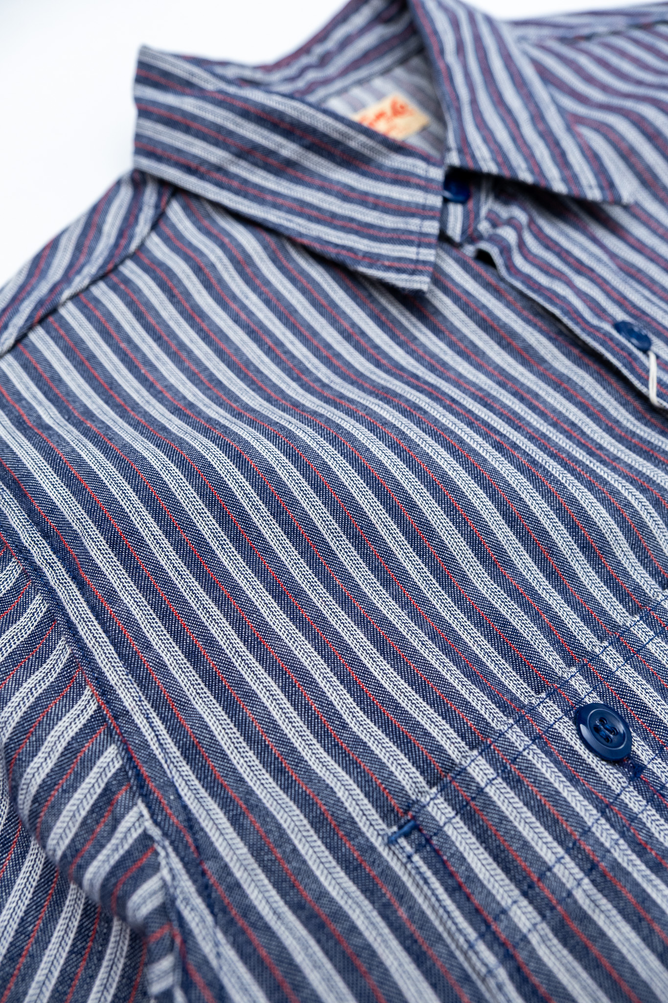 Sugar Cane - SC39730 Cotton Stripe S/S Work Shirt Navy - 5