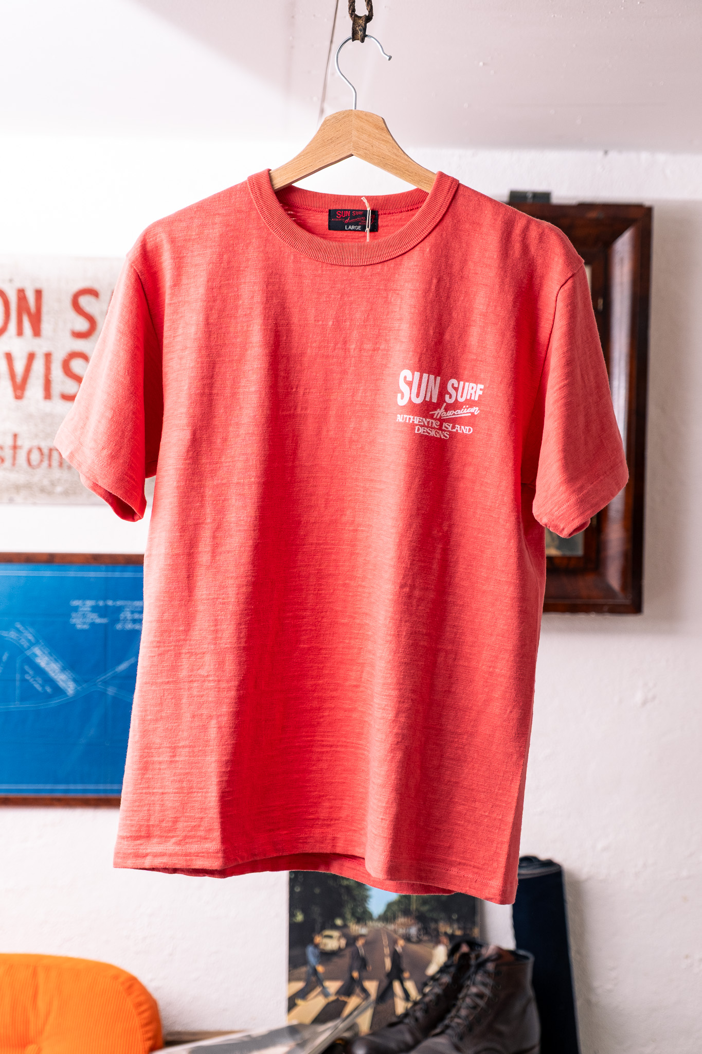 Sun Surf - SS79715 Slub Yarn T-Shirt Hata Shoten Logo Red - 2