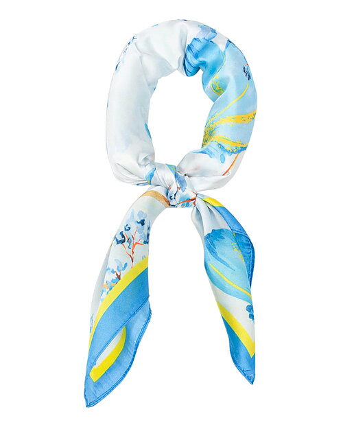 Scarf blommig blå/gul
