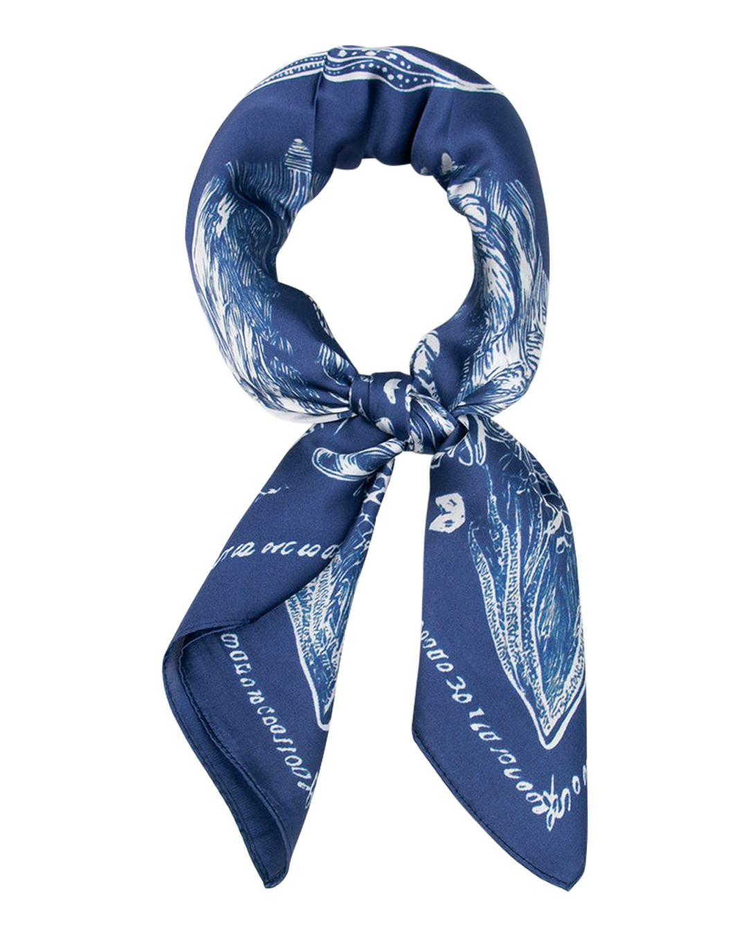 Scarf mönstrad djur blå/vit