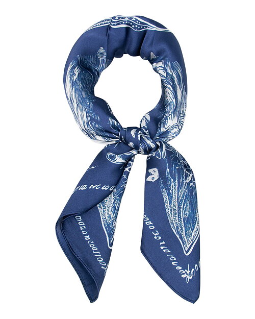 Scarf mönstrad djur blå/vit