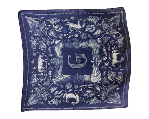 Scarf mönstrad djur blå/vit - 2