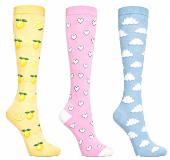 3-Pack Sthlm Sock co. Stödstrumpor Citron, Hjärtan och Moln