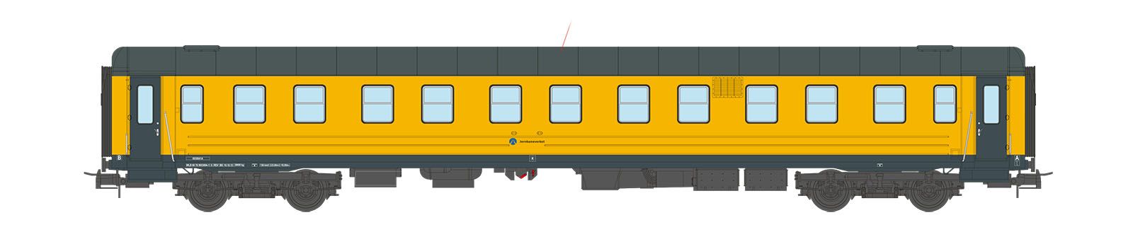 NMJ Topline JBV - Jernbaneverket Sovevogn WLB 60 76 9933004-1, Gul/Grå H0 - 2