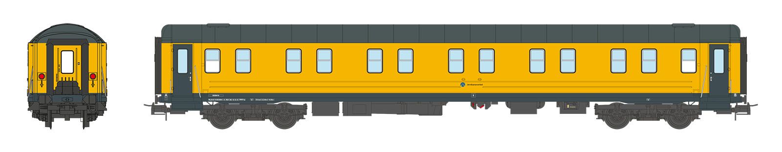 NMJ Topline JBV - Jernbaneverket Sovevogn WLB 60 76 9933004-1, Gul/Grå H0 - 3