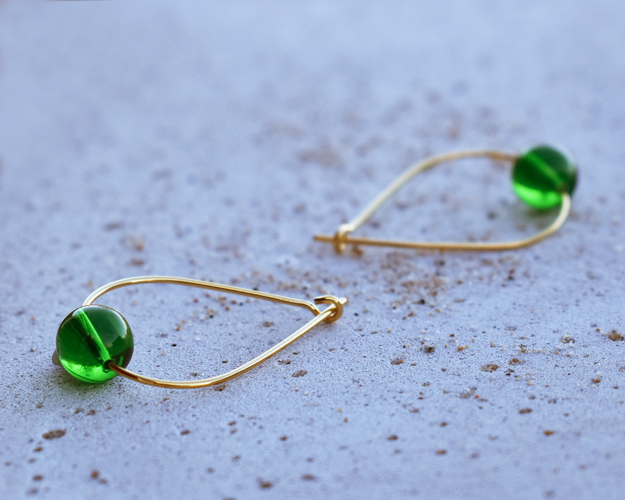 LEAF FIR TREE - green earrings gold plated - 2