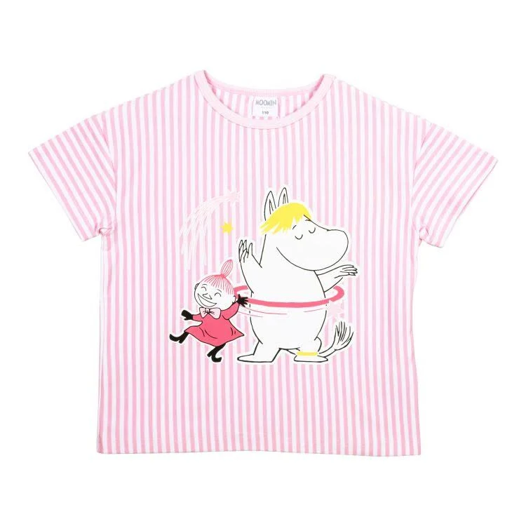 Mumin strand T-shirt rosa randig