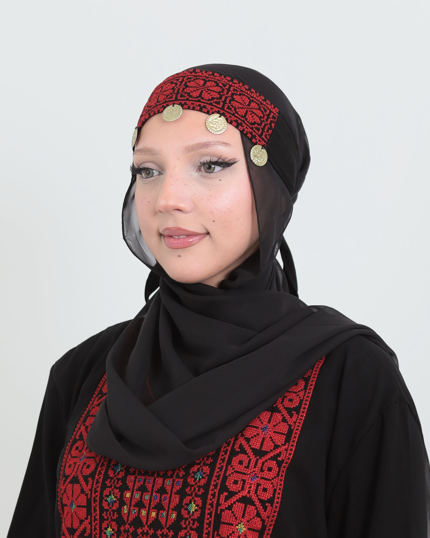 Handcrafted Palestinian Cross-Stitch Headband with Coins